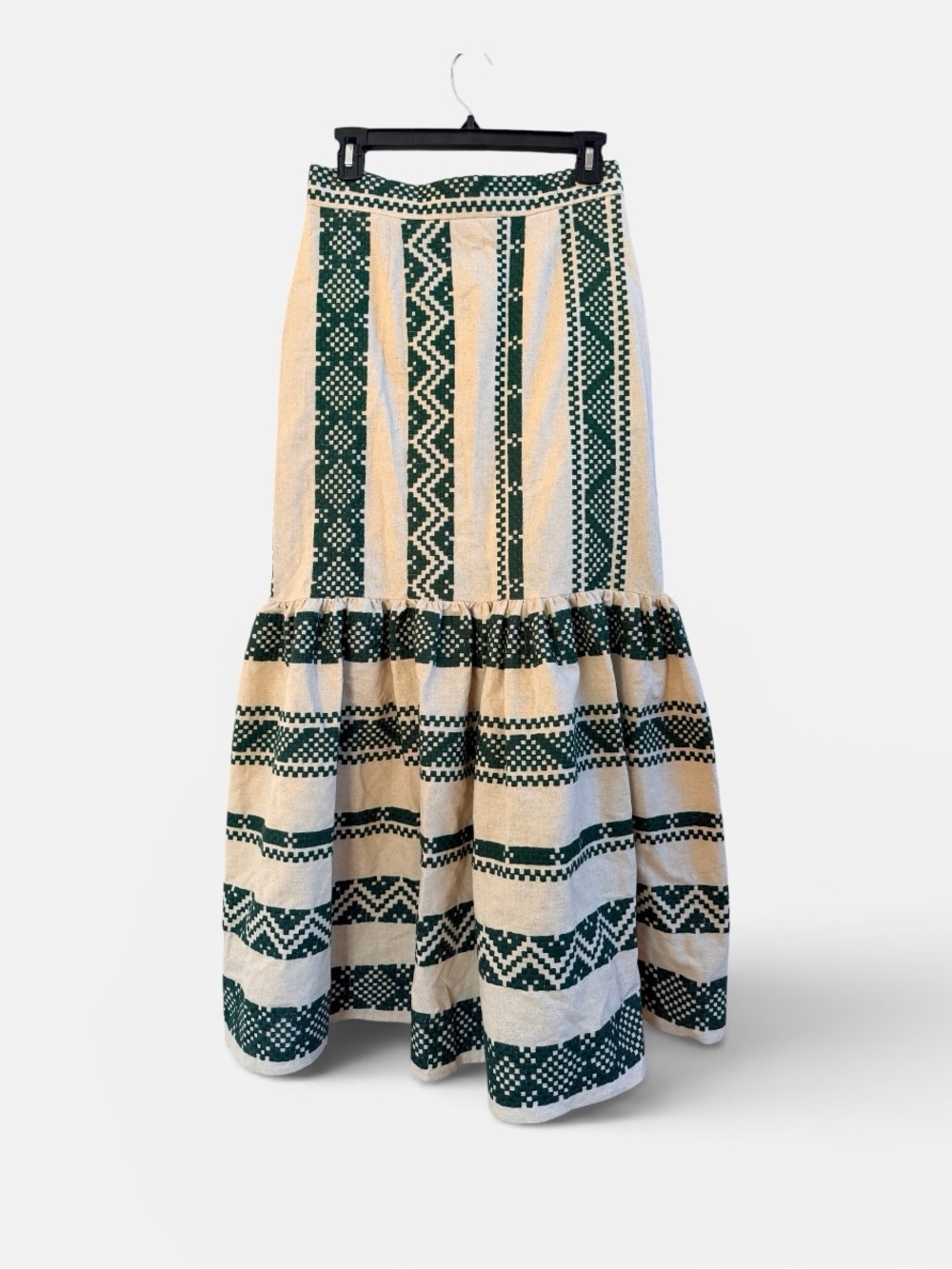 Charlotte Blaz ivory green boho embroidered skirt